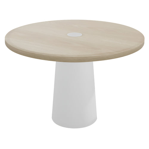 Container Round Table: Medium + White Wash Stained with Hole + White