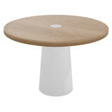 Container Round Table: Medium + Natural Oil with Hole + White