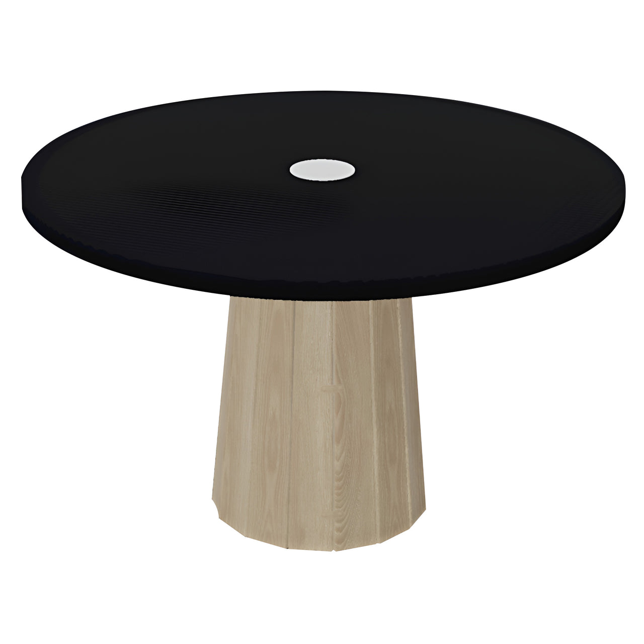 Container Round Table: Medium + Bodhi Cover + Jet Black with Hole + White Wash