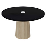 Container Round Table: Medium + Bodhi Cover + Jet Black with Hole + White Wash