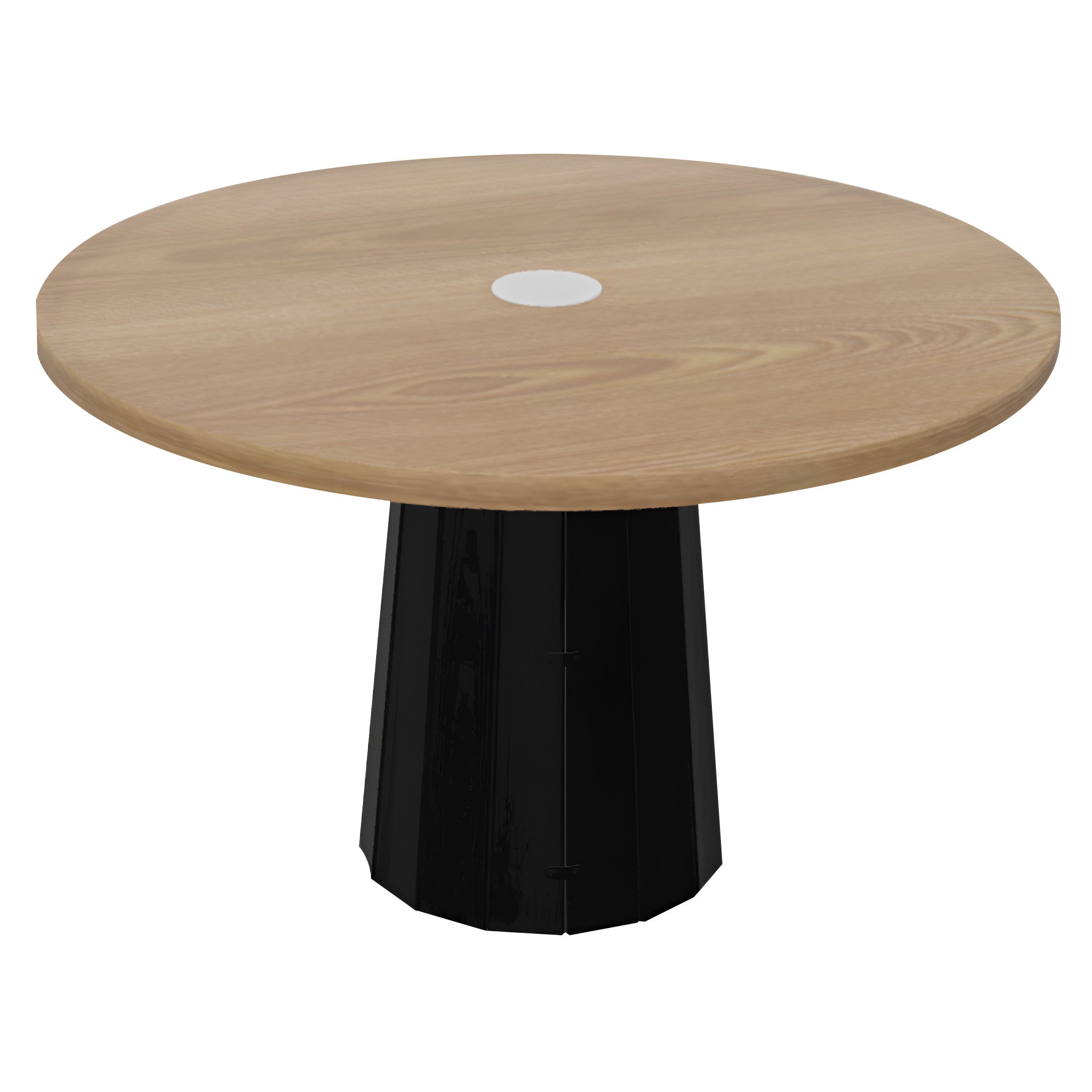 Container Round Table: Medium + Bodhi Cover + Natural Oil with Hole + Black