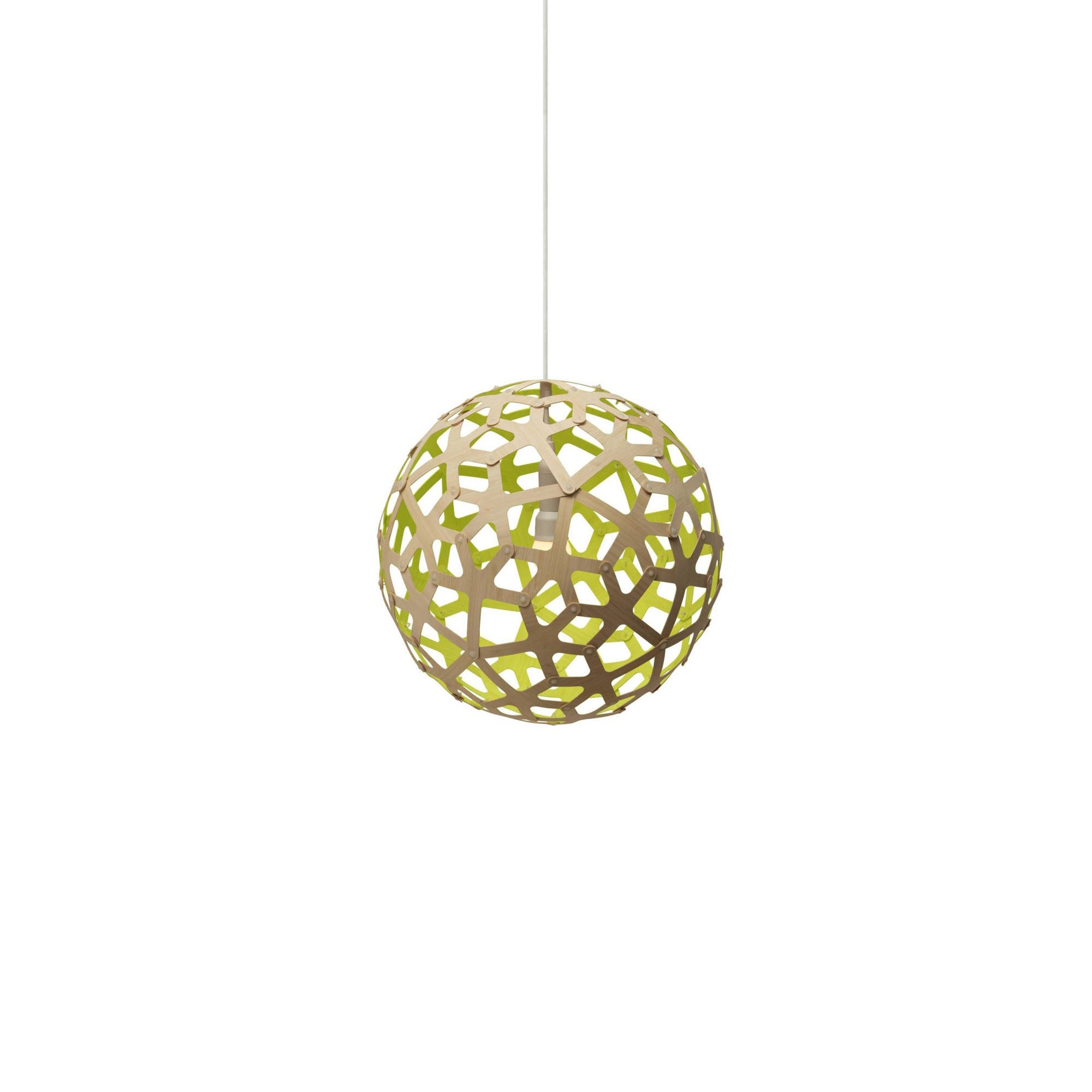 Coral Pendant Light: Extra Small + Bamboo + Lime + White
