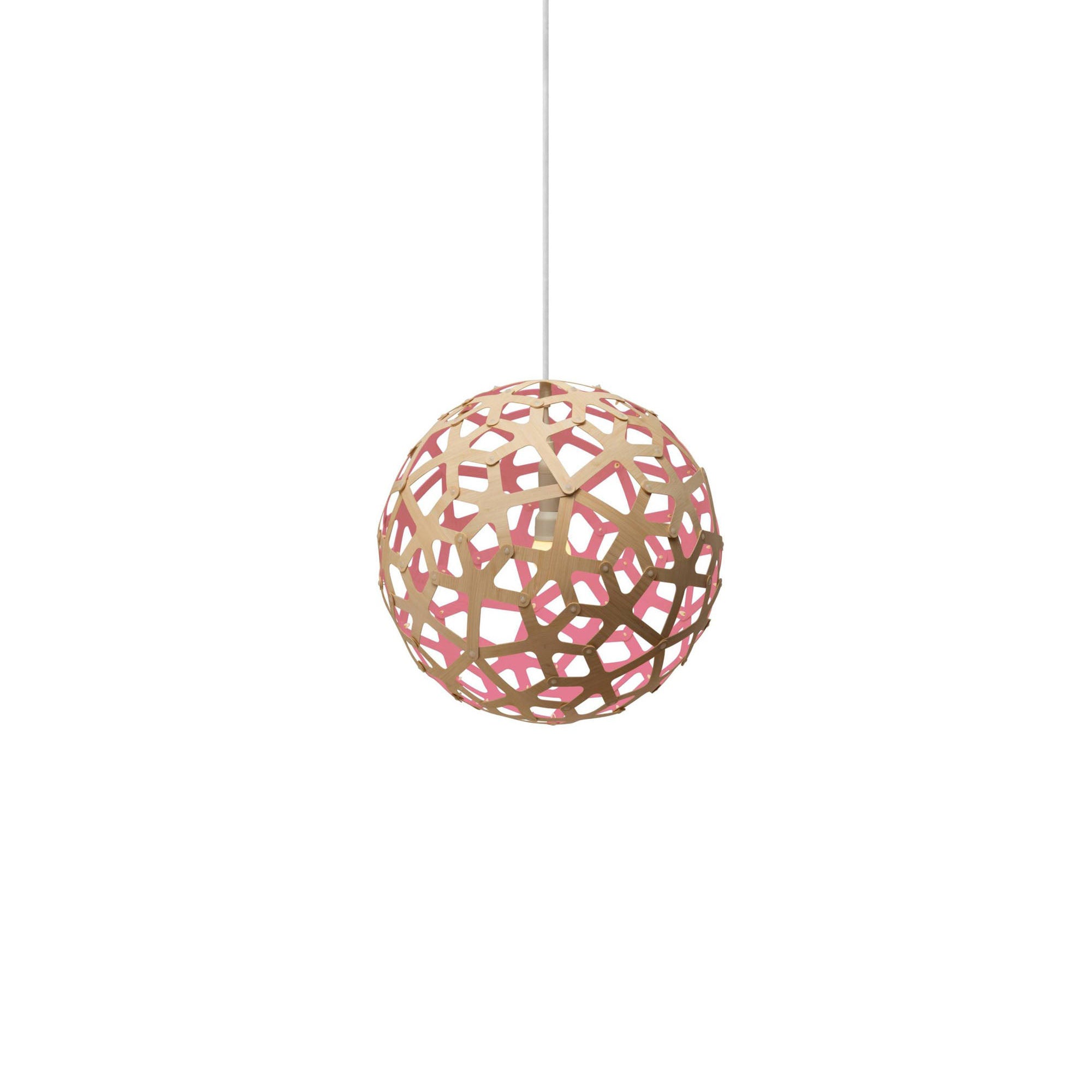 Coral Pendant Light: Extra Small + Bamboo + Pink + White