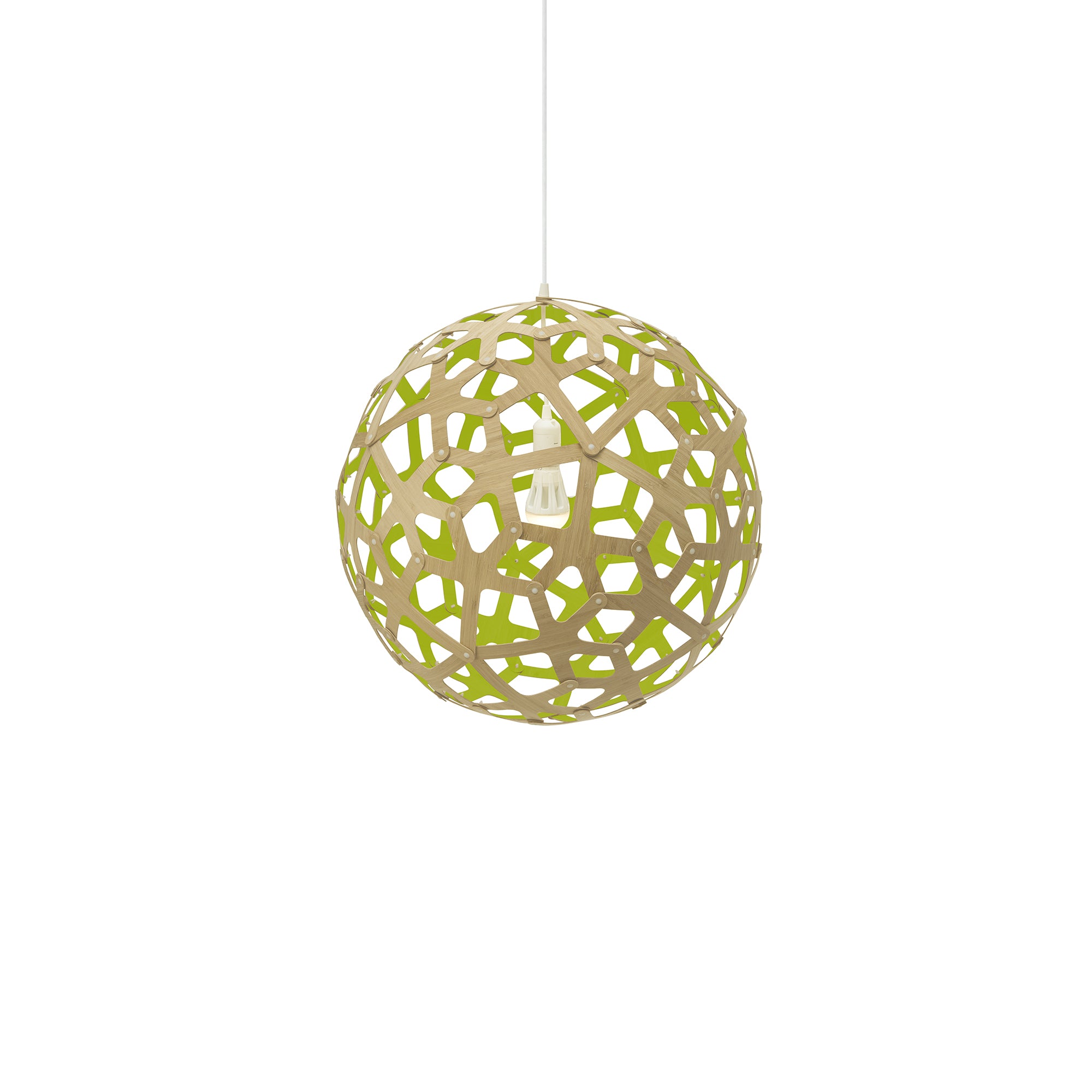 Coral Pendant Light: Medium + Bamboo + Lime + White