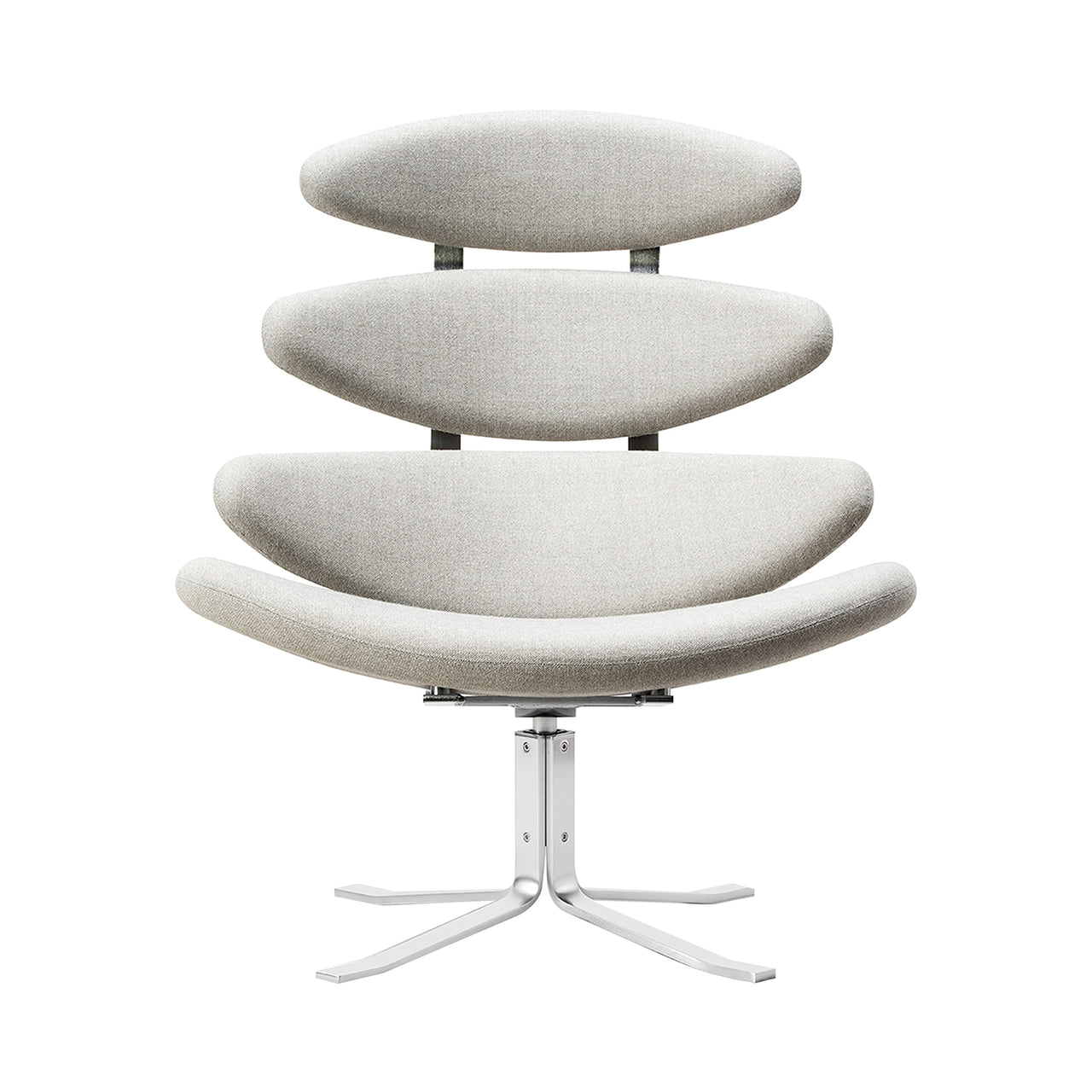 Corona Chair: Brushed Chrome + Without Ottoman