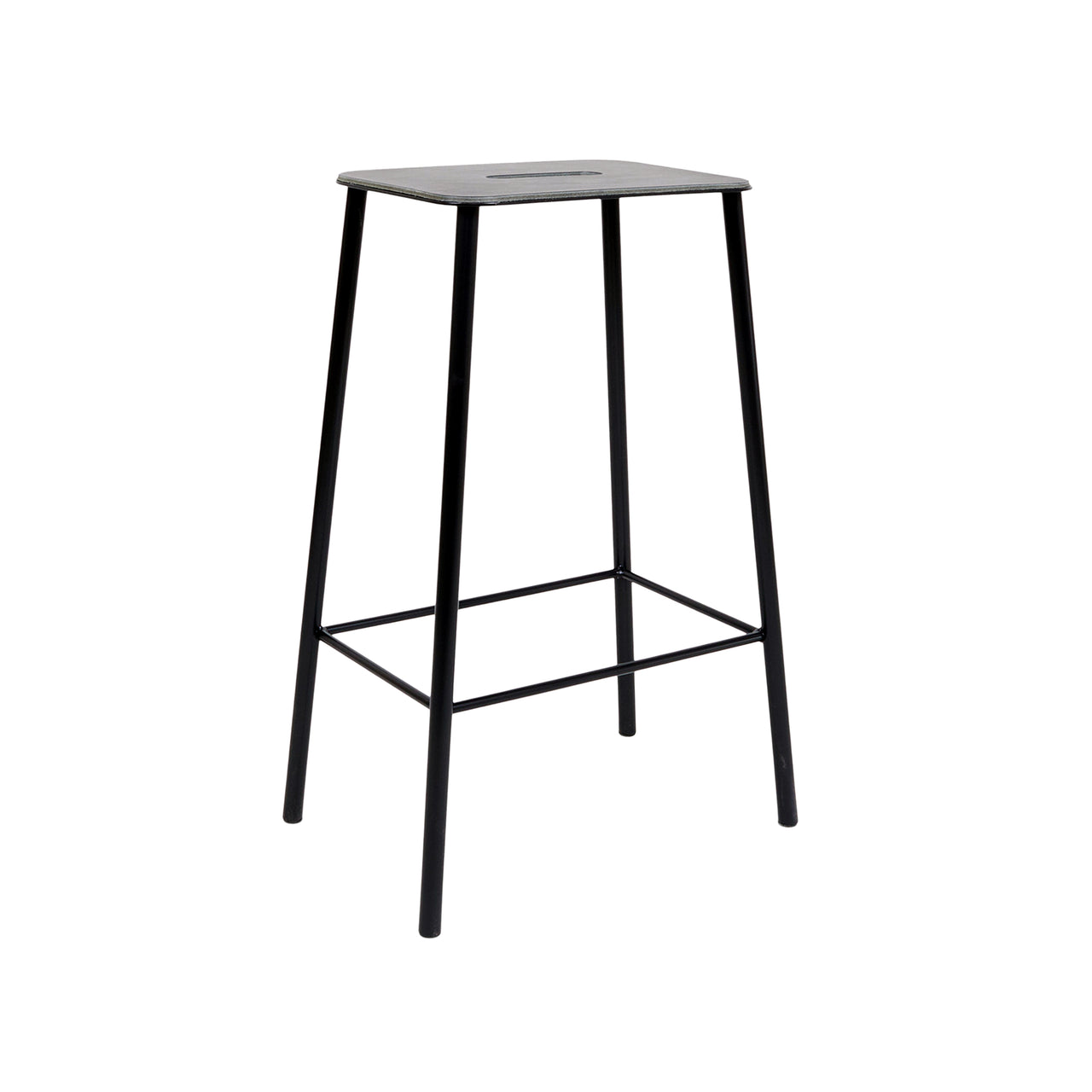 Adam Stool: Upholstered + Counter + Black + Anthracite Leather