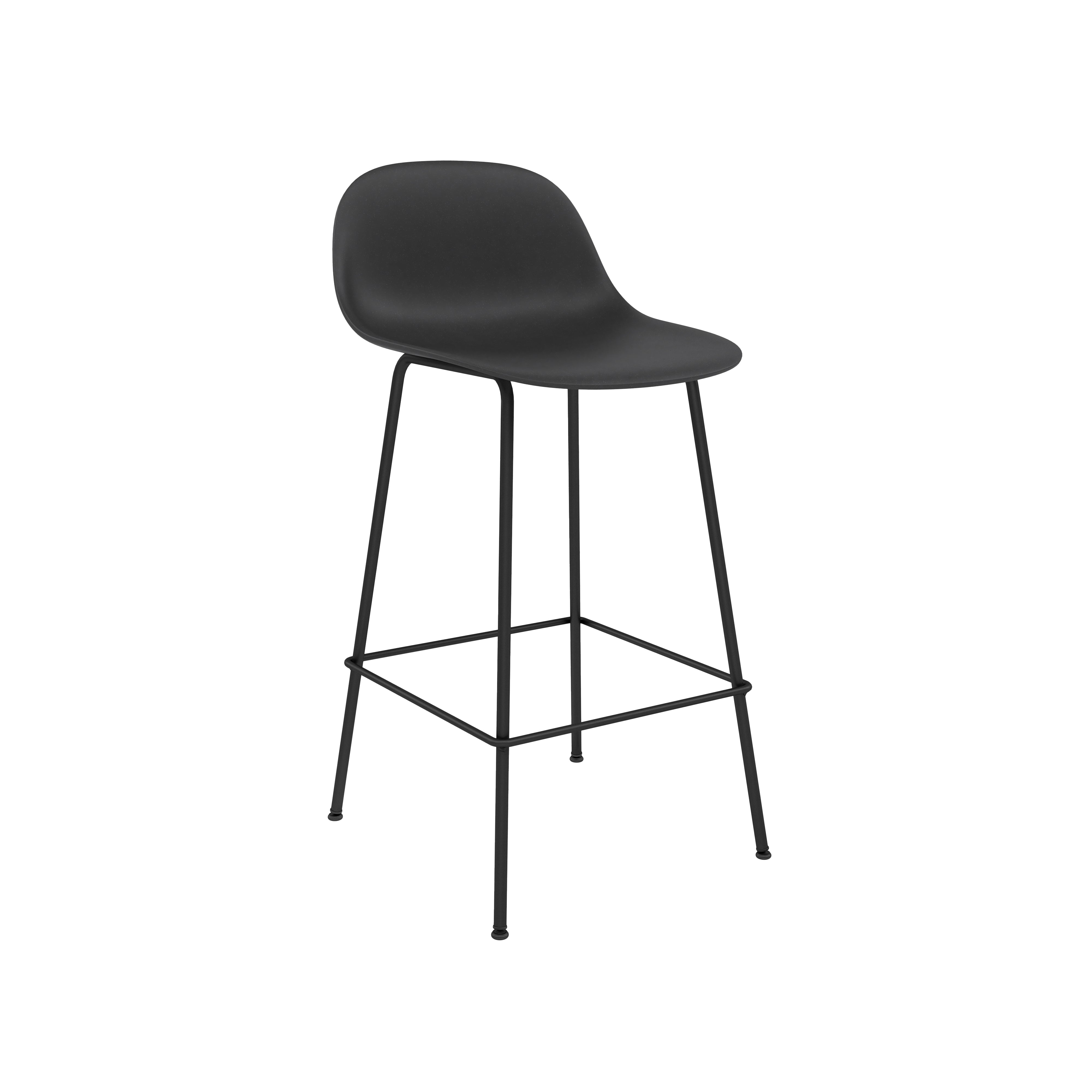 Fiber Bar + Counter Stool with Backrest: Tube Base + Counter + Black