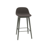 Fiber Bar + Counter Stool with Backrest: Wood Base + Upholstered + Counter + Dusty Green