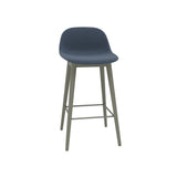 Fiber Bar + Counter Stool with Backrest: Wood Base + Upholstered + Counter + Dusty Green