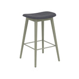 Fiber Bar + Counter Stool: Wood Base + Upholstered + Counter + Dusty Green