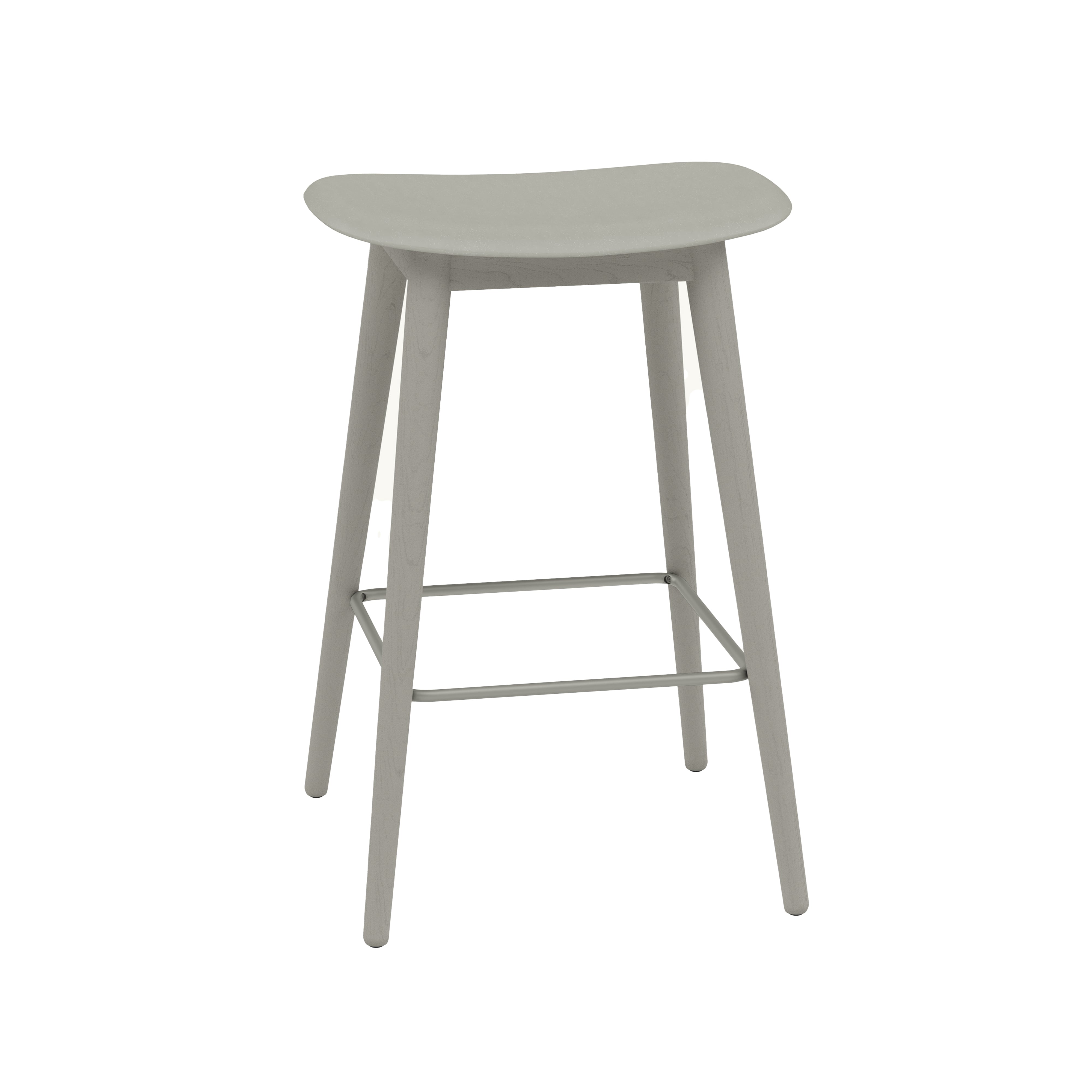 Fiber Bar + Counter Stool: Wood Base + Counter + Grey