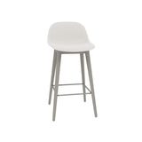 Fiber Bar + Counter Stool with Backrest: Wood Base + Upholstered + Counter + Grey