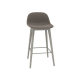 Fiber Bar + Counter Stool with Backrest: Wood Base + Upholstered + Counter + Grey