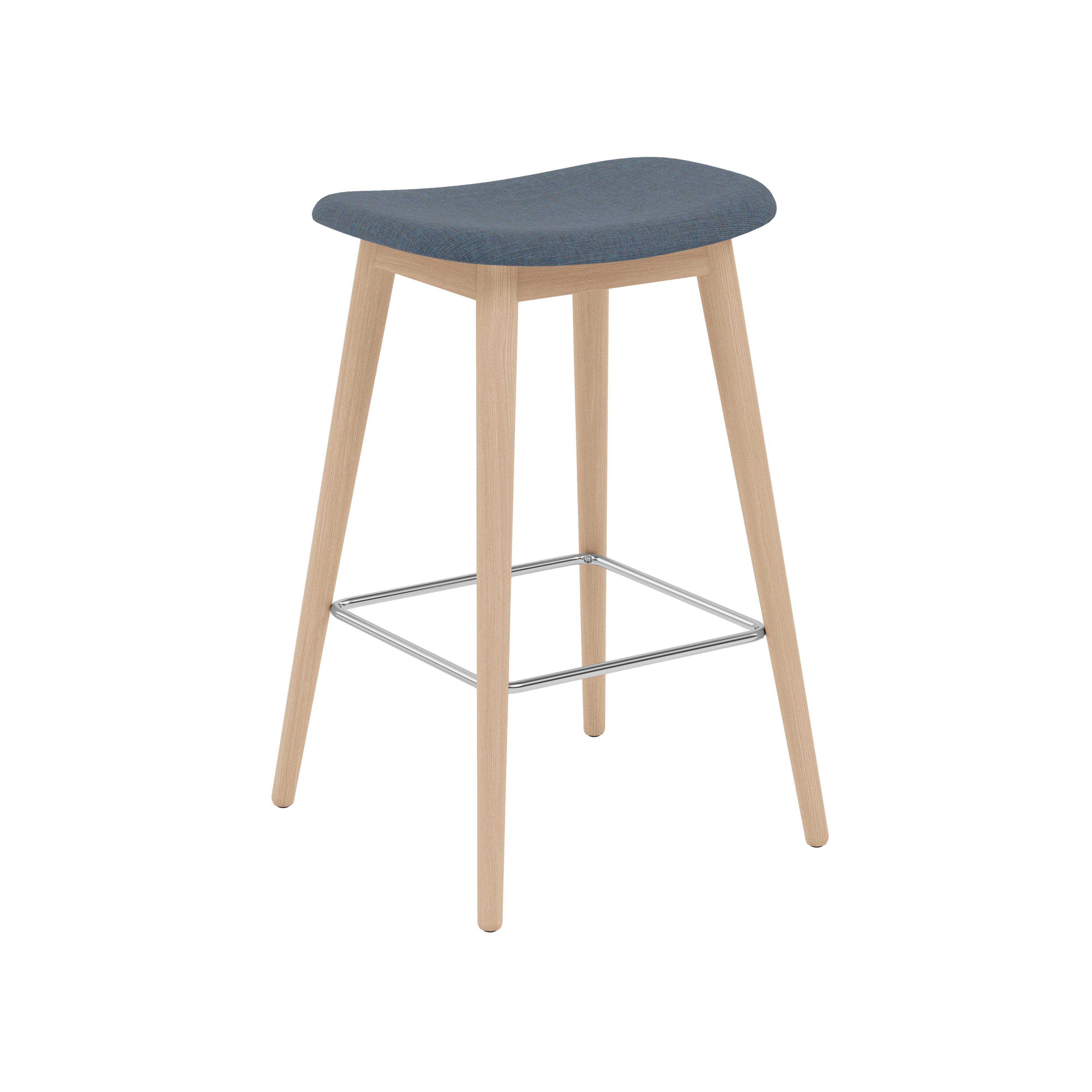 Fiber Bar + Counter Stool: Wood Base + Upholstered + Counter + Oak