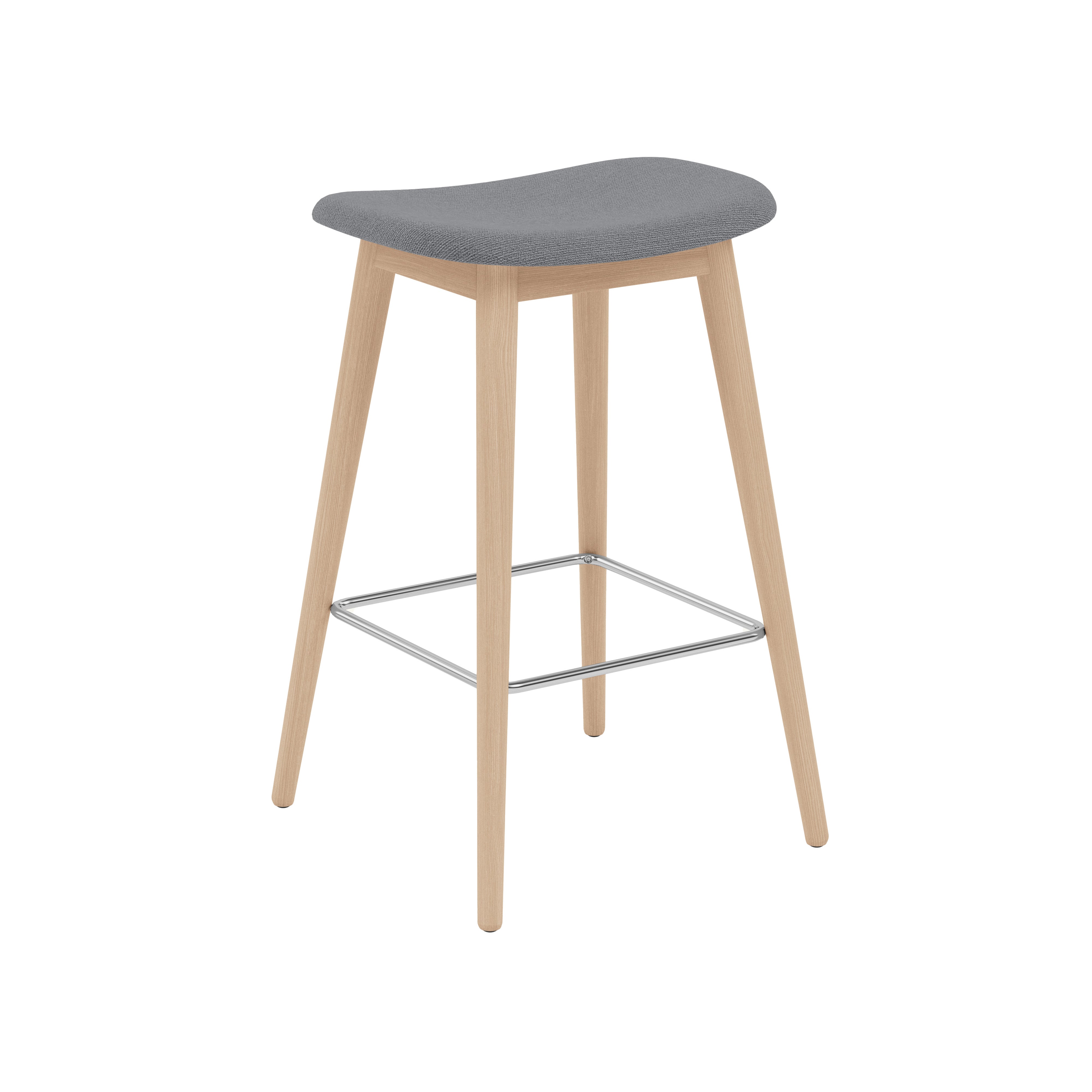 Fiber Bar + Counter Stool: Wood Base + Upholstered + Counter + Oak