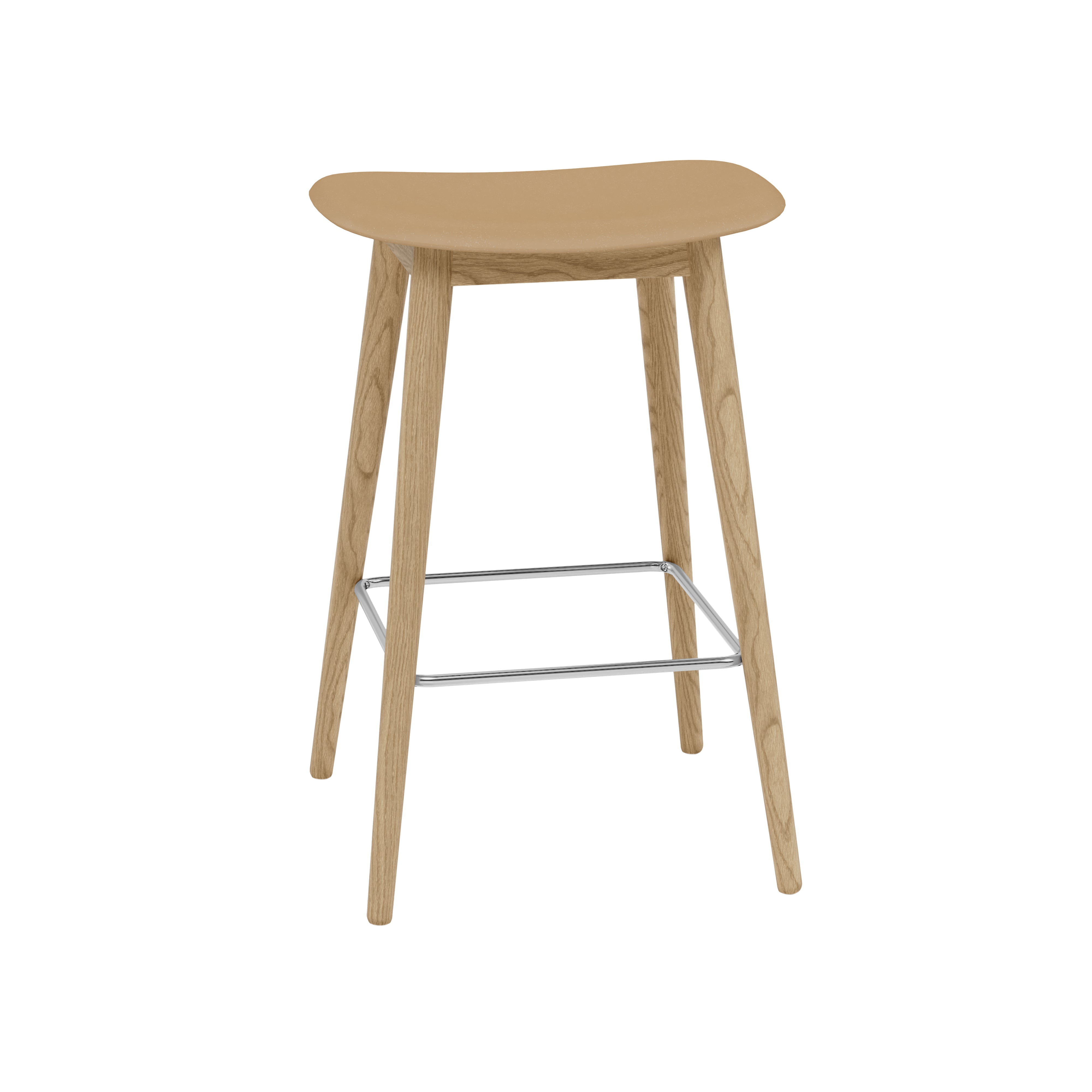 Fiber Bar + Counter Stool: Wood Base + Counter + Oak + Ochre