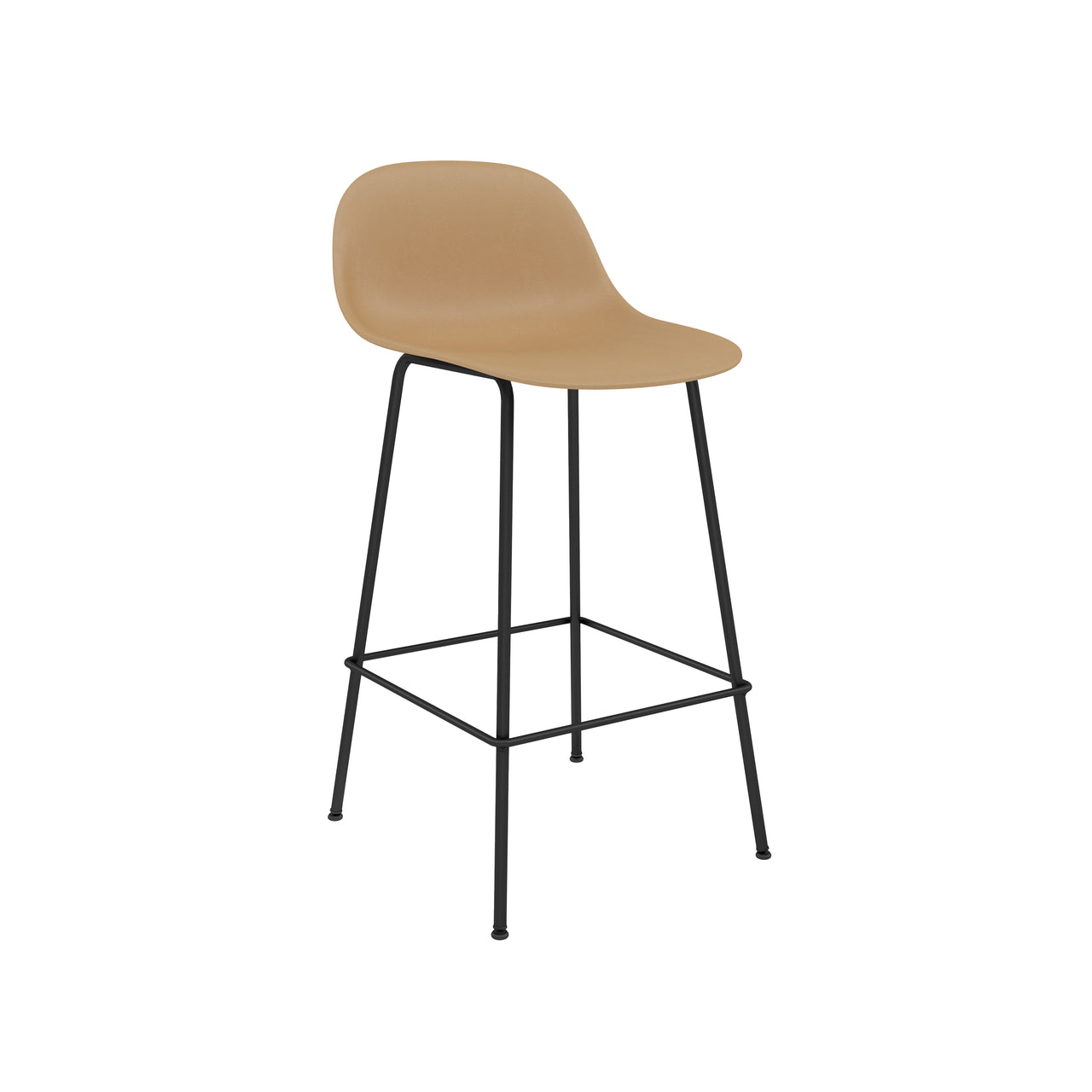 Fiber Bar + Counter Stool with Backrest: Tube Base + Counter + Ochre + Black