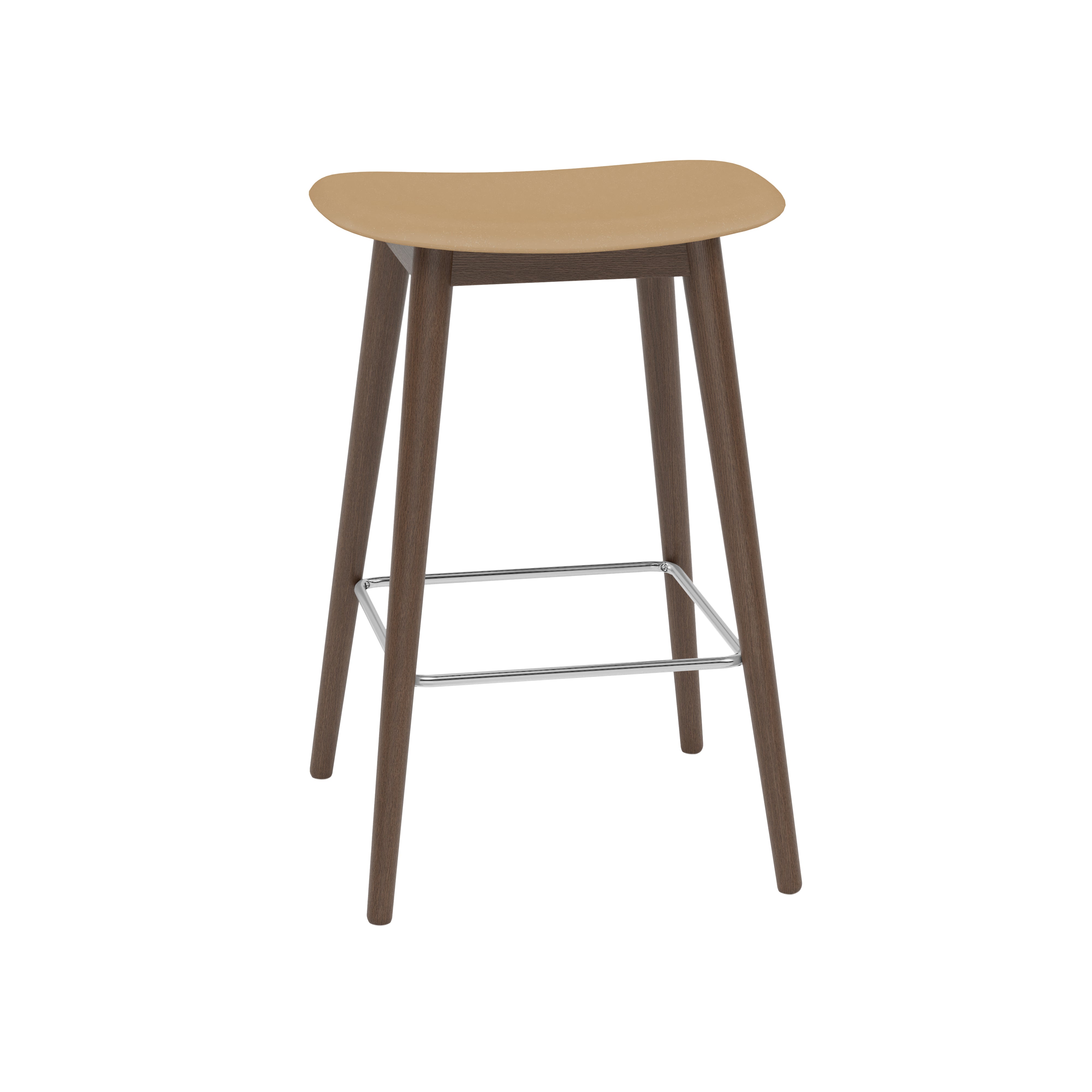 Fiber Bar + Counter Stool: Wood Base + Counter + Stained Dark Brown + Ochre