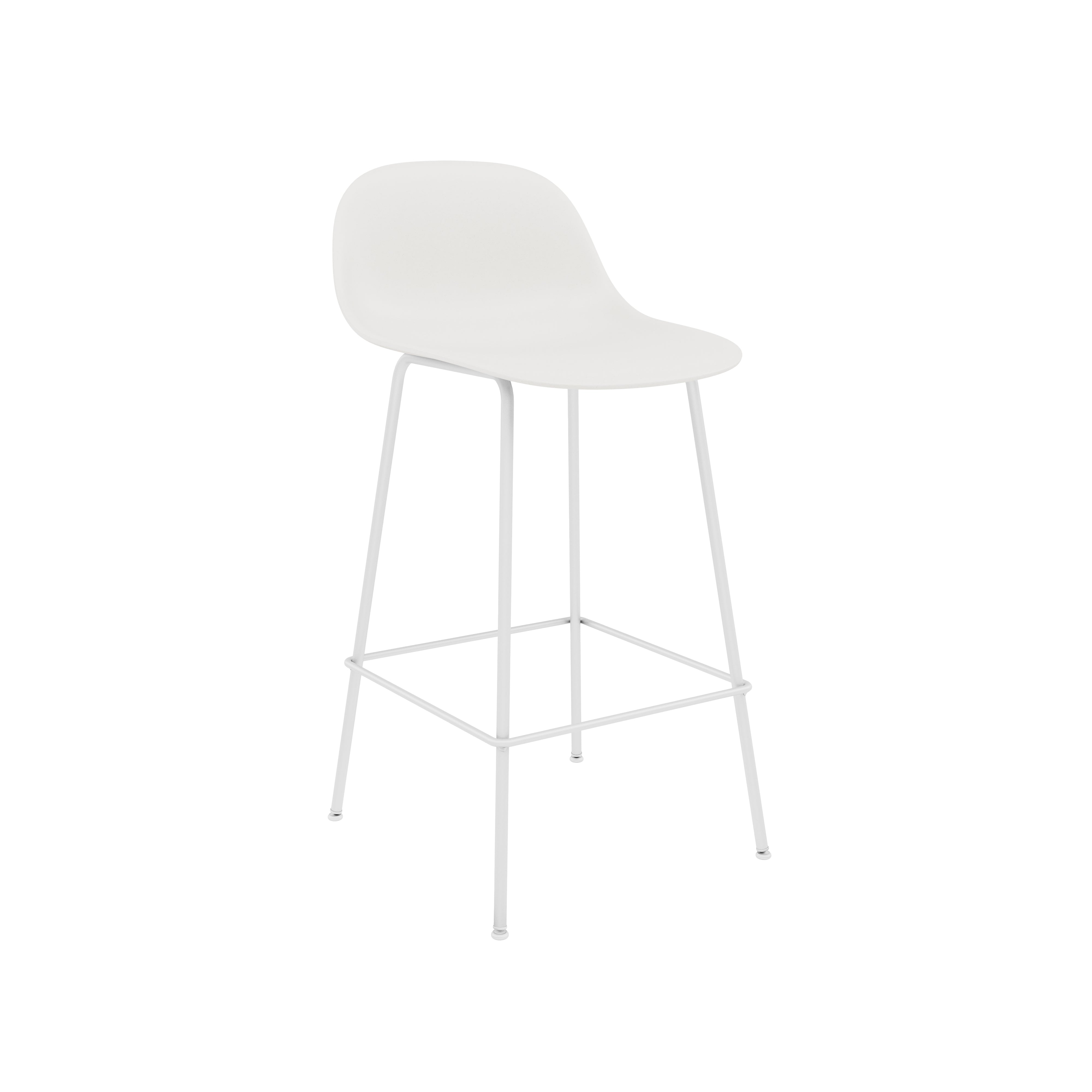 Fiber Bar + Counter Stool with Backrest: Tube Base + Counter + Natural White