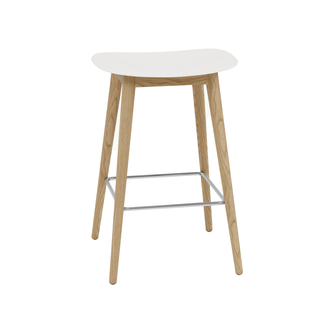 Fiber Bar + Counter Stool: Wood Base + Counter + Natural White + Oak