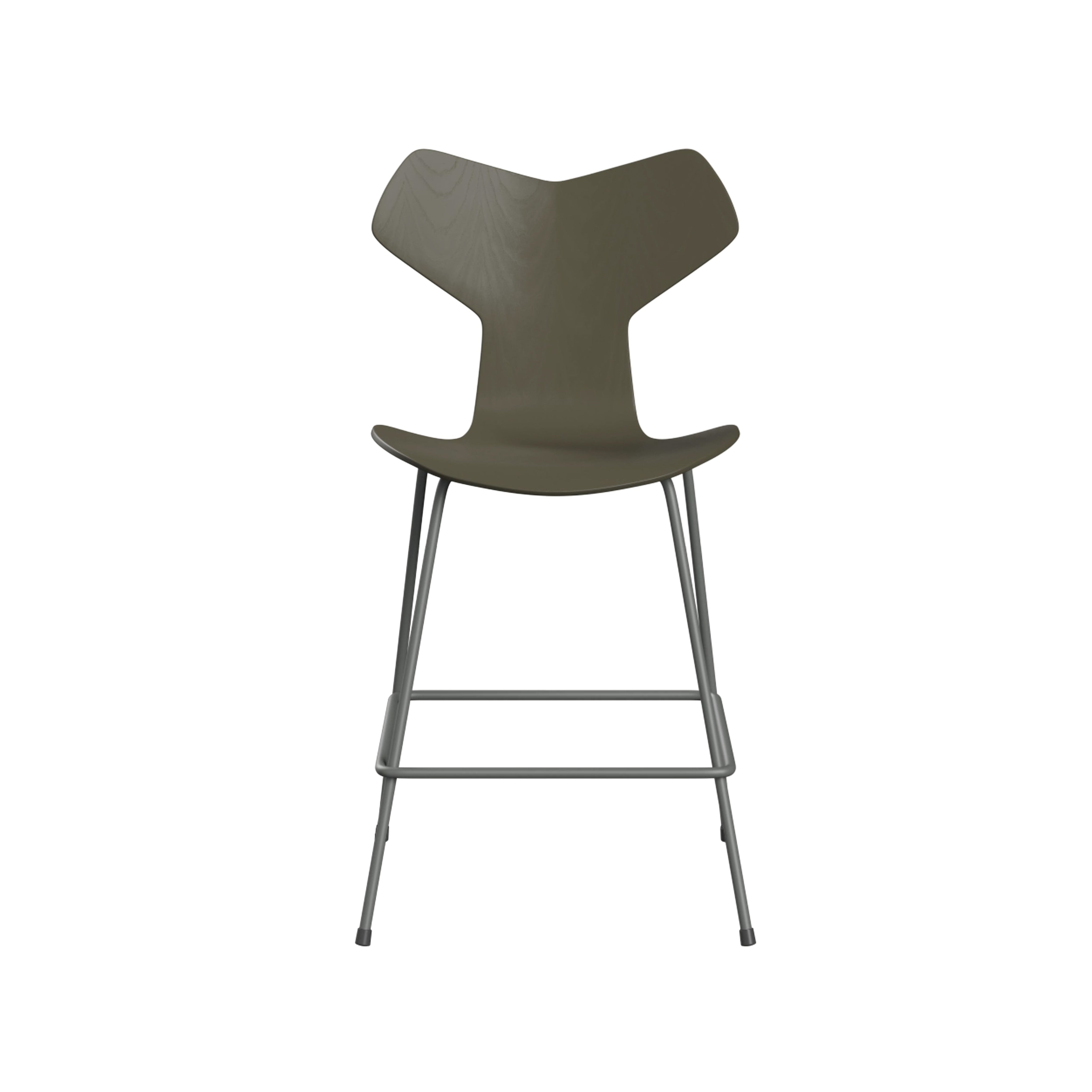 Grand Prix Bar + Counter Stool: Counter + Olive Green Lacquered Veneer