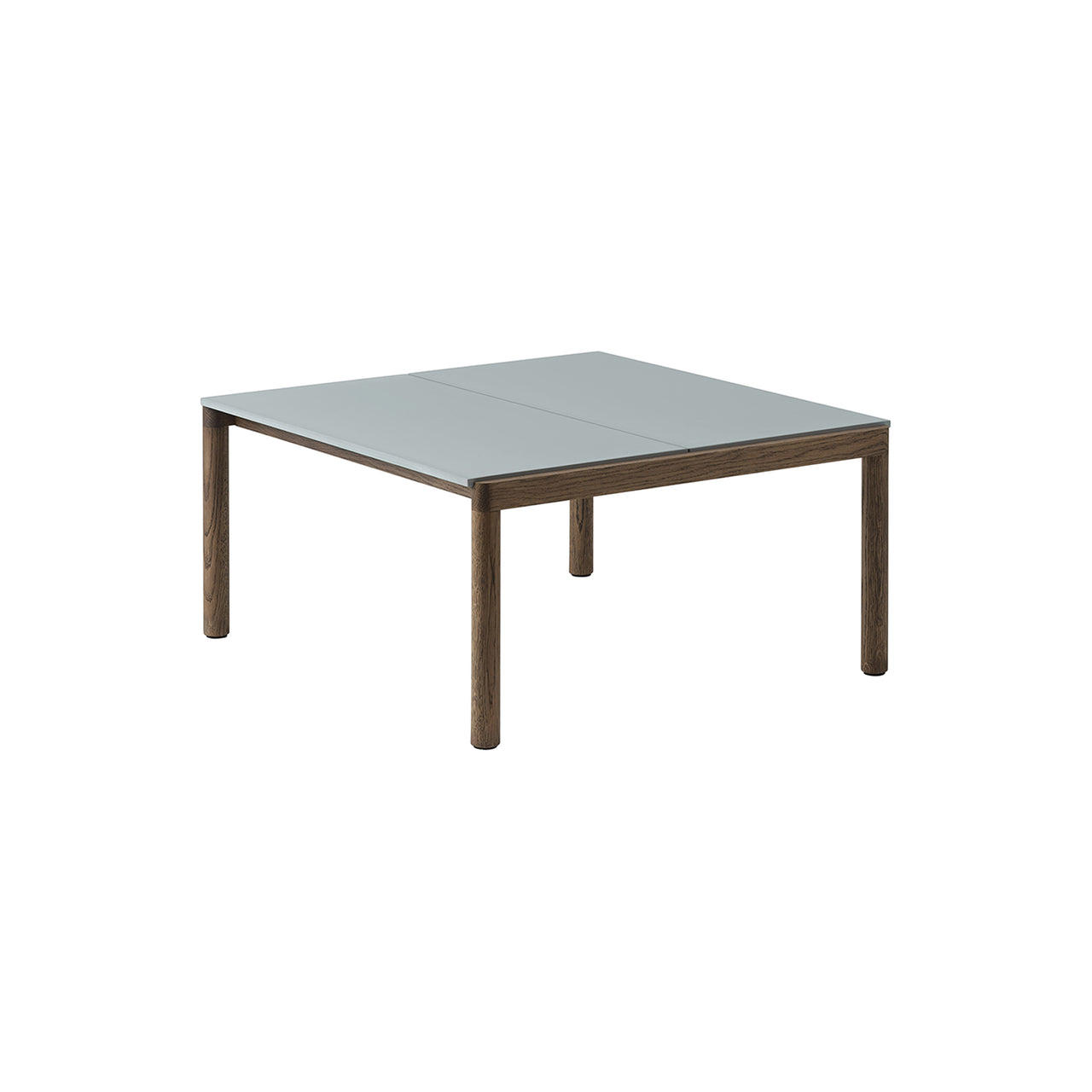 Couple Coffee Table: 2 Plain + Pale Blue + Dark Oiled Oak