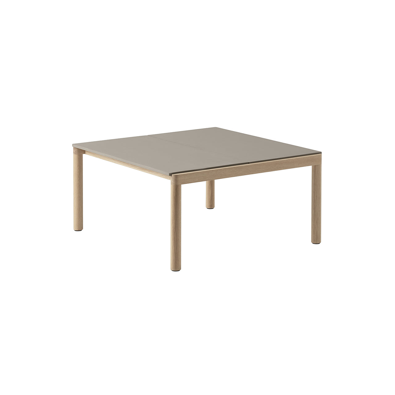 Couple Coffee Table: 2 Plain + Taupe + Oak