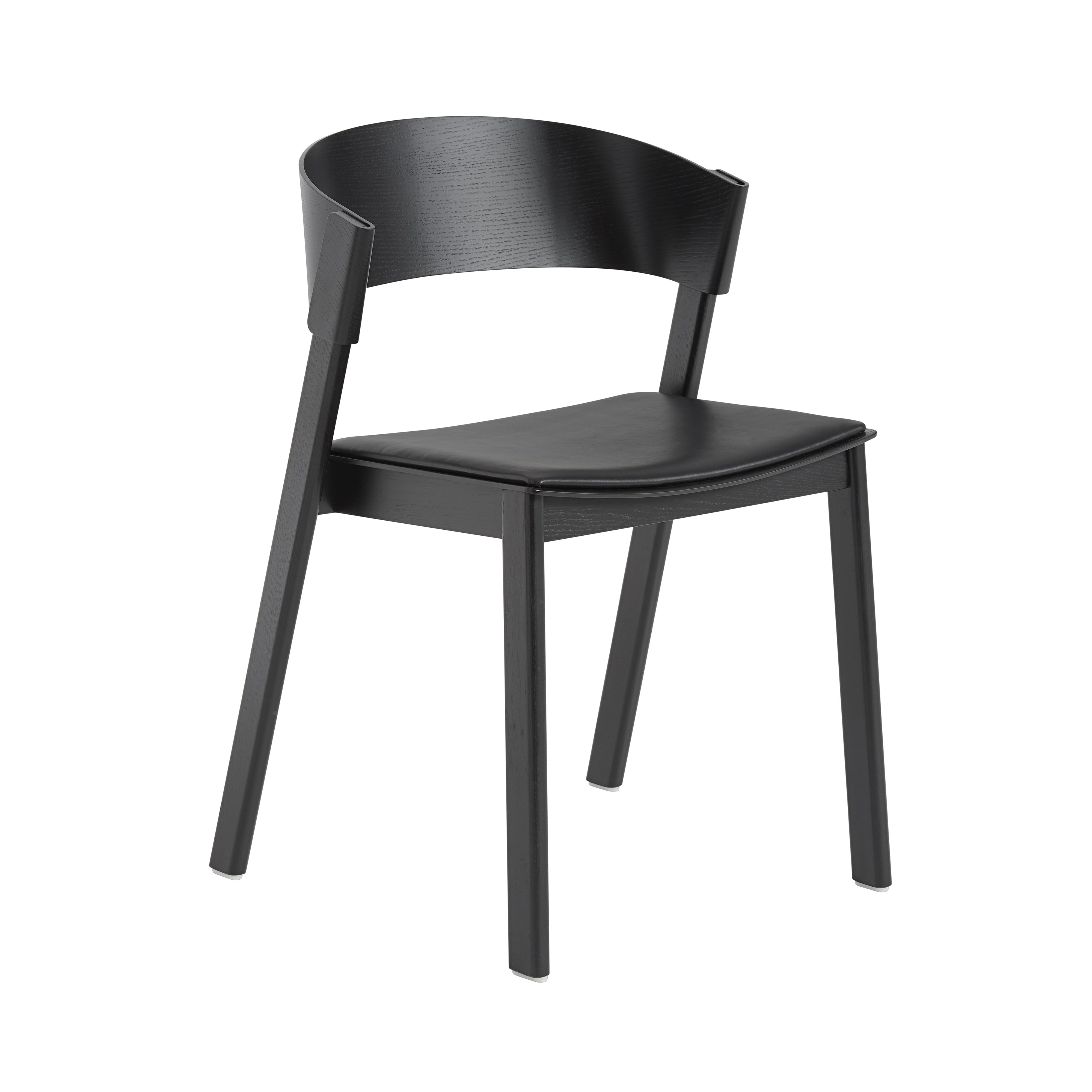 Cover Side Chair: Upholstered + Black + Black Refined Leather