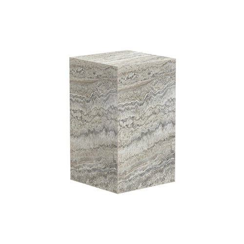 Cubism Side Table: Silver Travertine