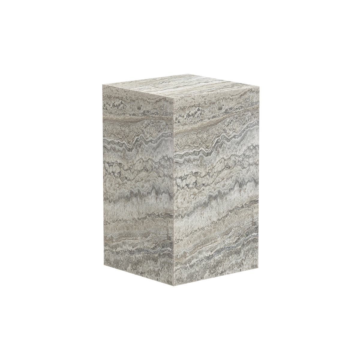 Cubism Side Table: Silver Travertine
