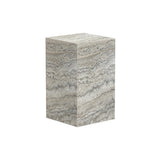 Cubism Side Table: Silver Travertine