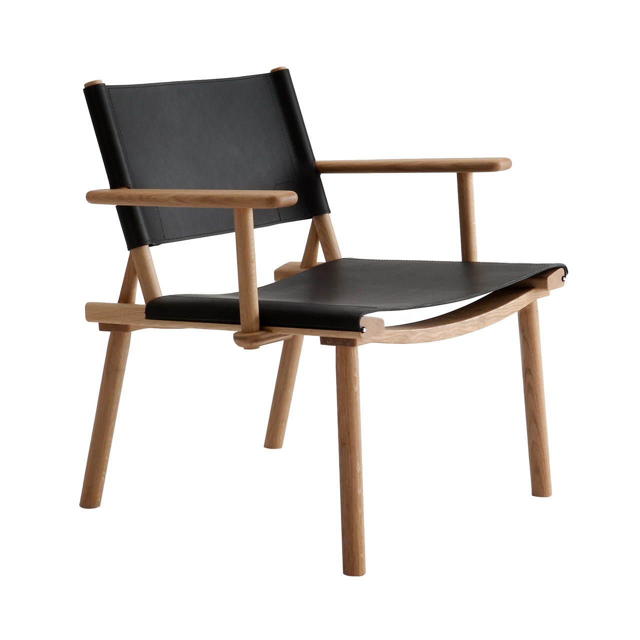 December Lounge Chair: Oak + Black Leather