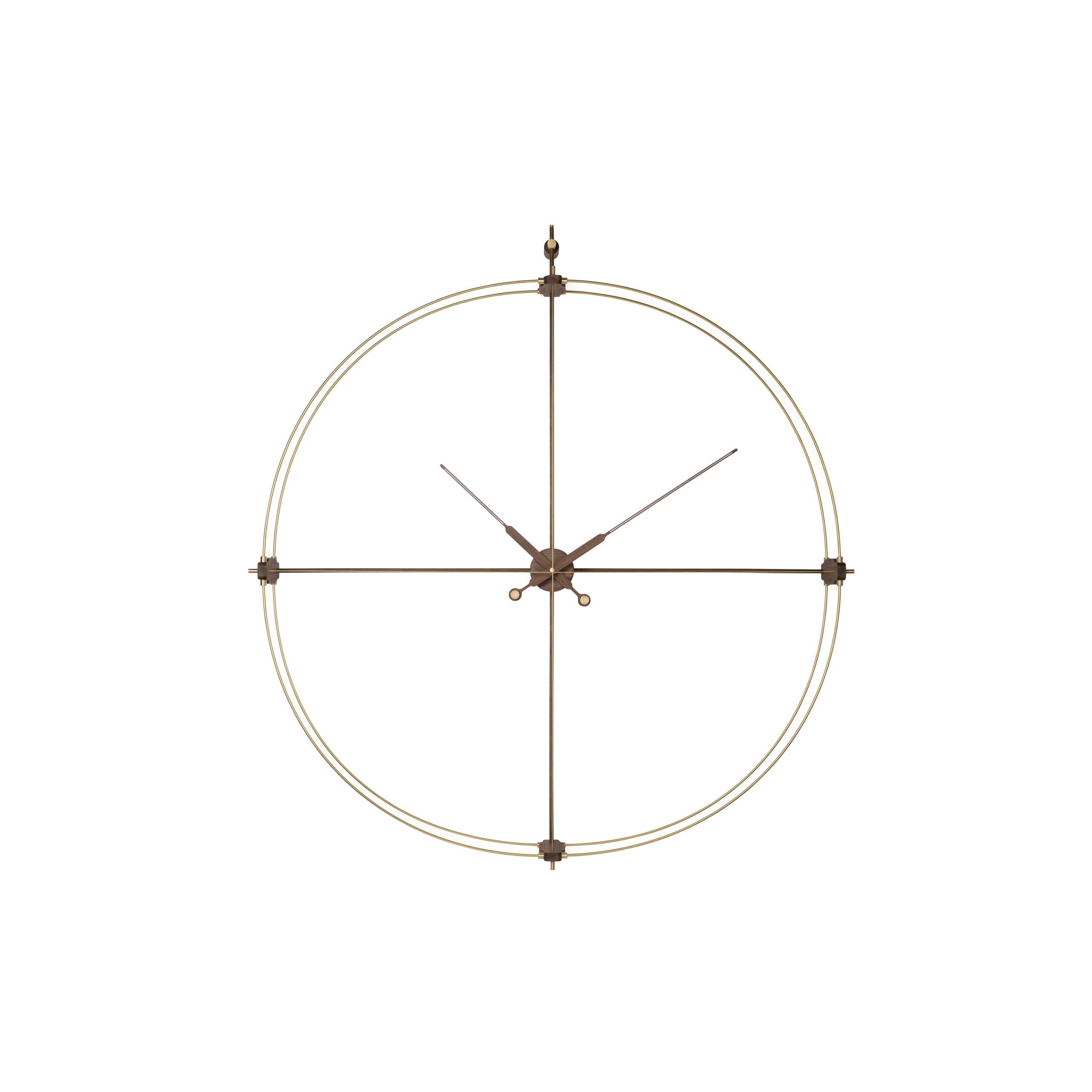 Delmori Premium Wall Clock: Brass + Walnut