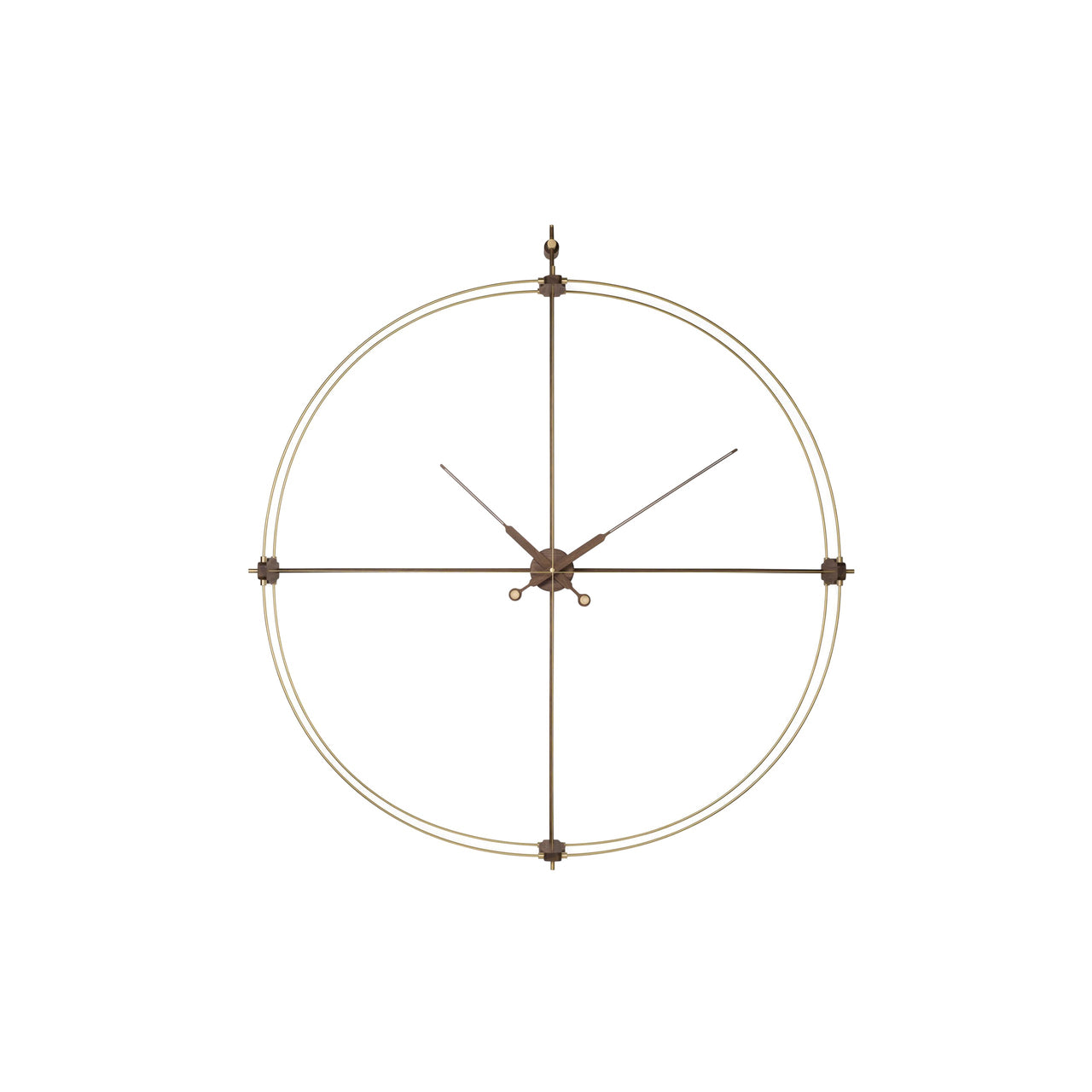 Delmori Premium Wall Clock: Brass + Walnut