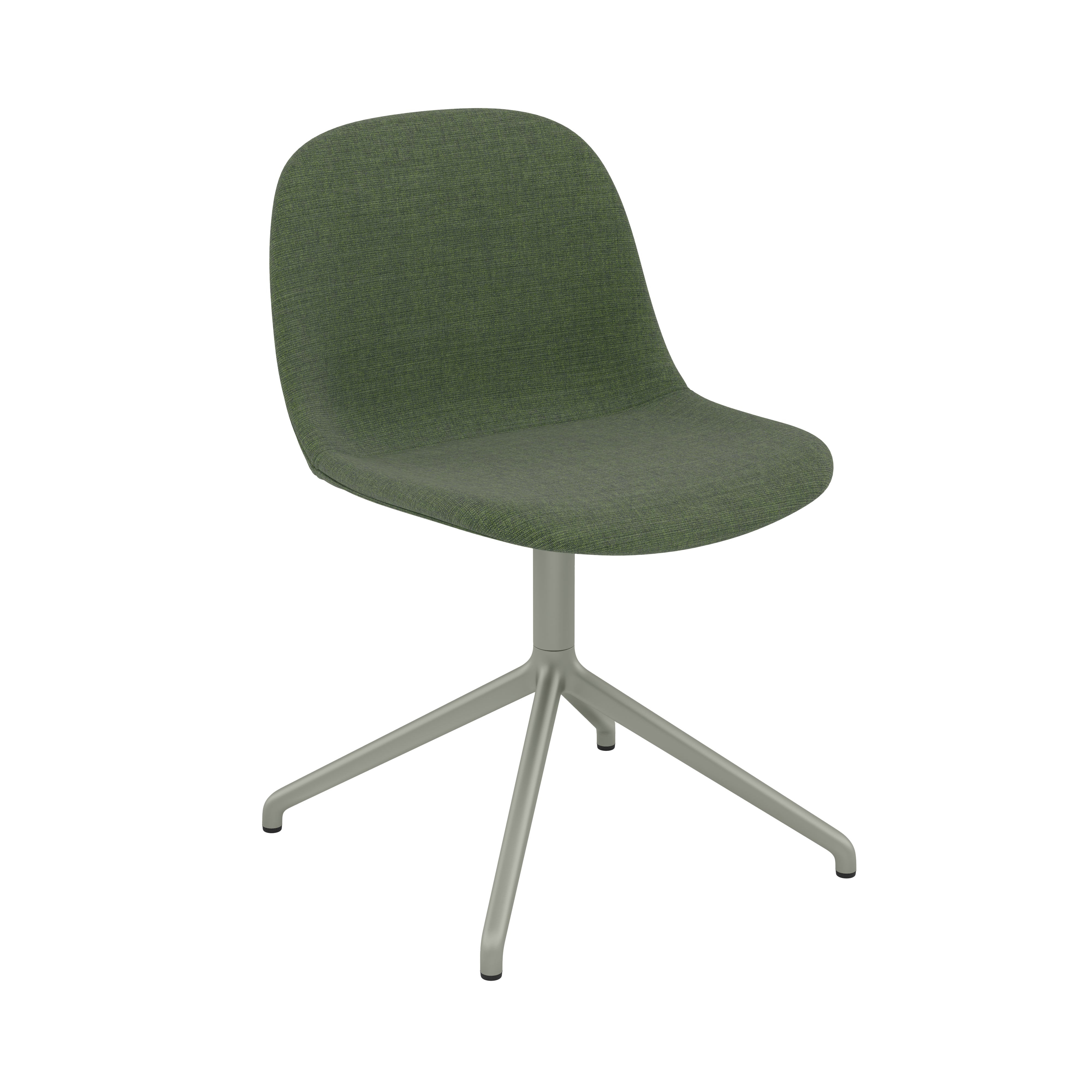 Fiber Side Chair: Swivel Base + Recycled Shell + Upholstered + Dusty Green