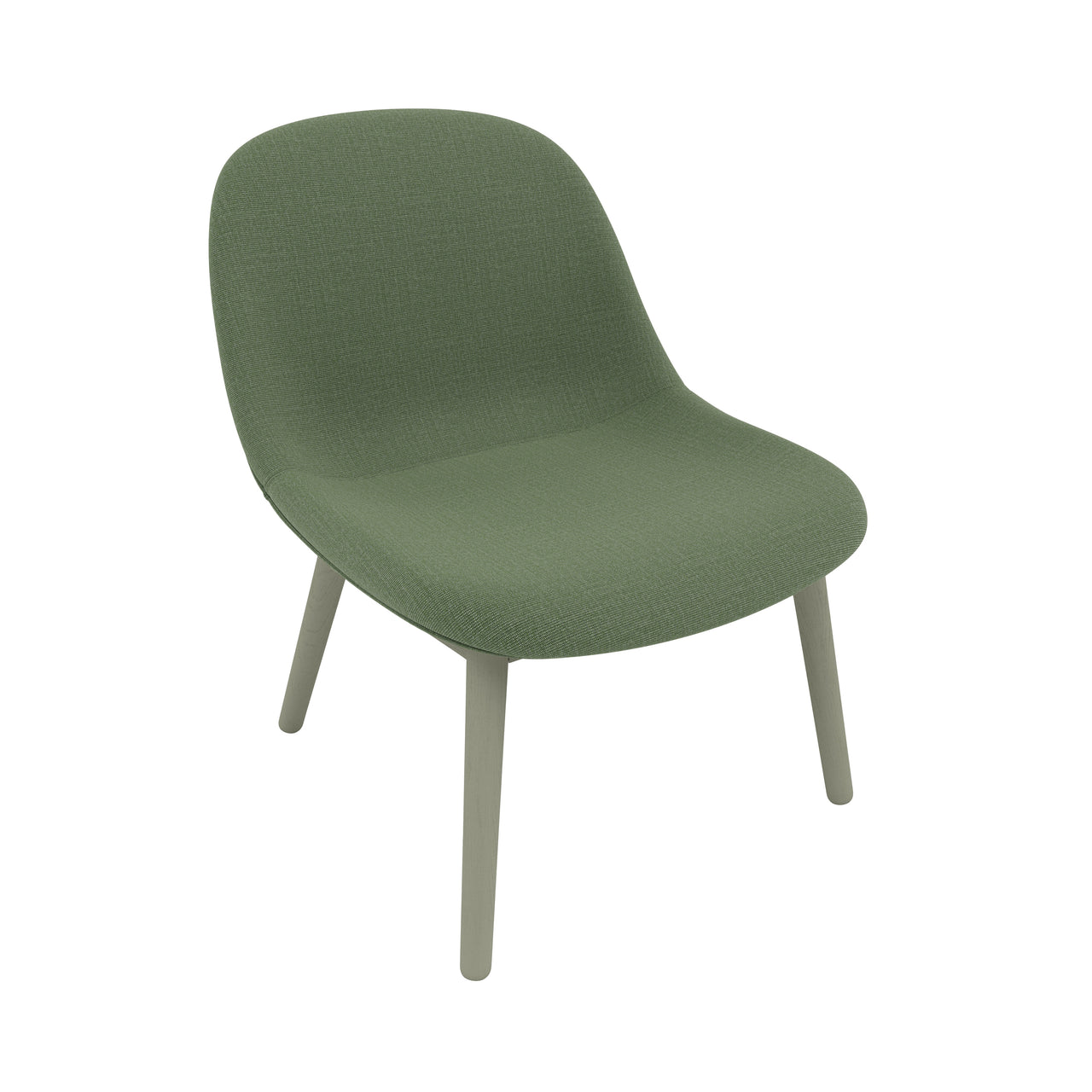 Fiber Lounge Chair: Wood Base + Upholstered + Dusty Green