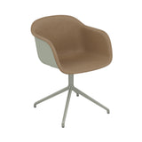 Fiber Armchair: Swivel Base Front Upholstered + Recycled Shell + Dusty Green + Dusty Green