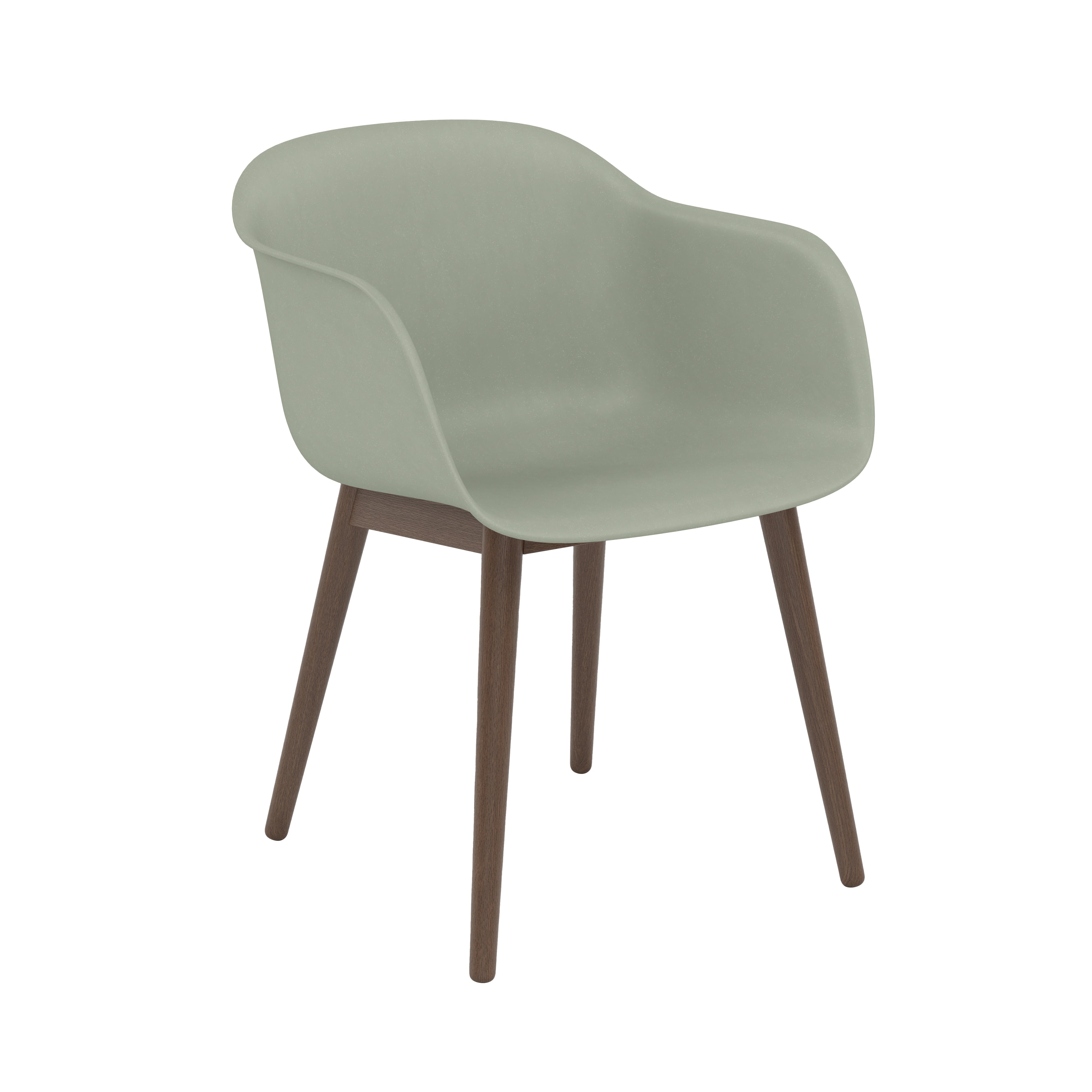 Fiber Armchair: Wood Base + Recycled Shell + Dusty Green + Stained Dark Brown