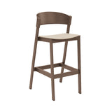 Cover Bar Stool: Upholstered + Stained Dark Brown + Without Footrest