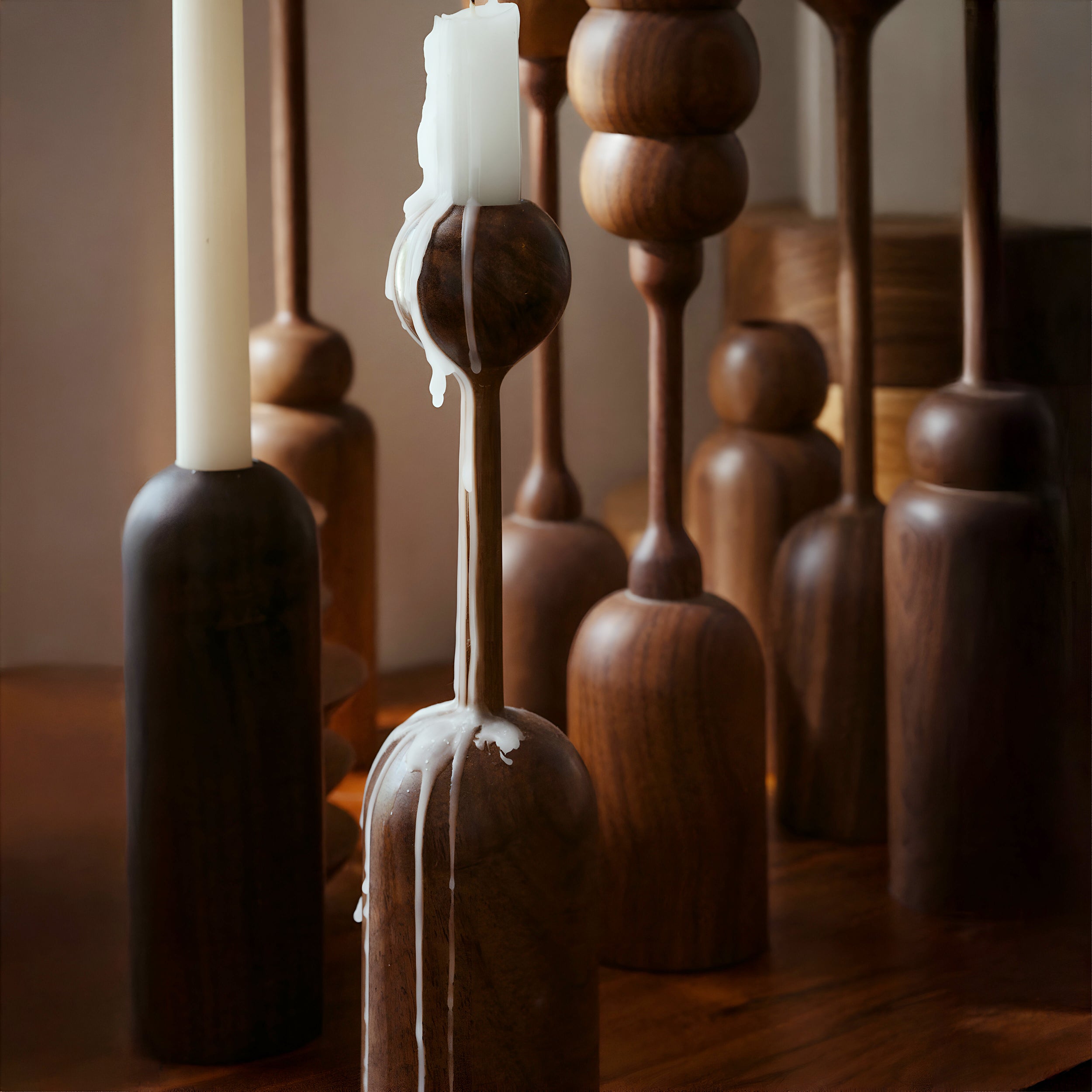 Tulip Stem Candlestick Holder Pair