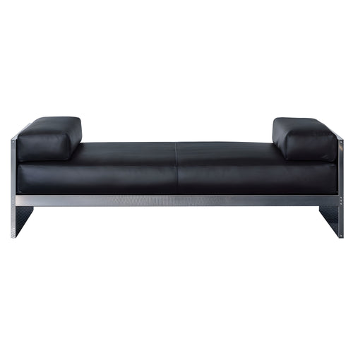 NMAM Core Daybed: Mirror Steel + Black Leather