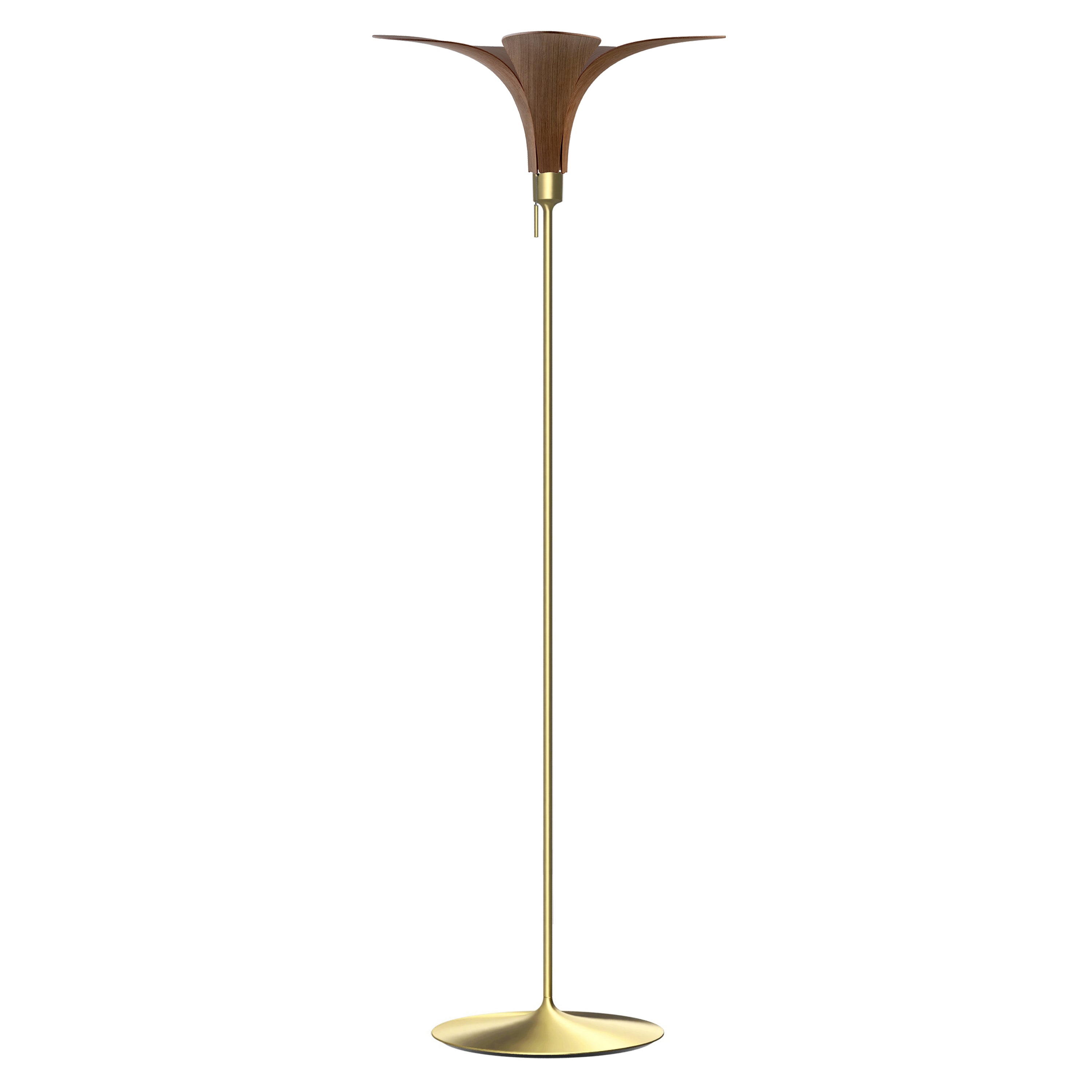 Jazz Champagne Floor Lamp: Dark Oak + Brushed Brass