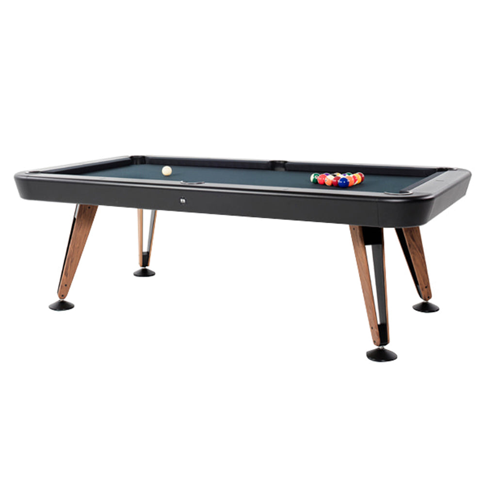 Diagonal Pool Table: 8 Feet + Black + Oak