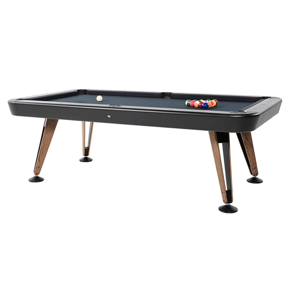 Diagonal Pool Table: 7 Feet + Black + Black + Walnut