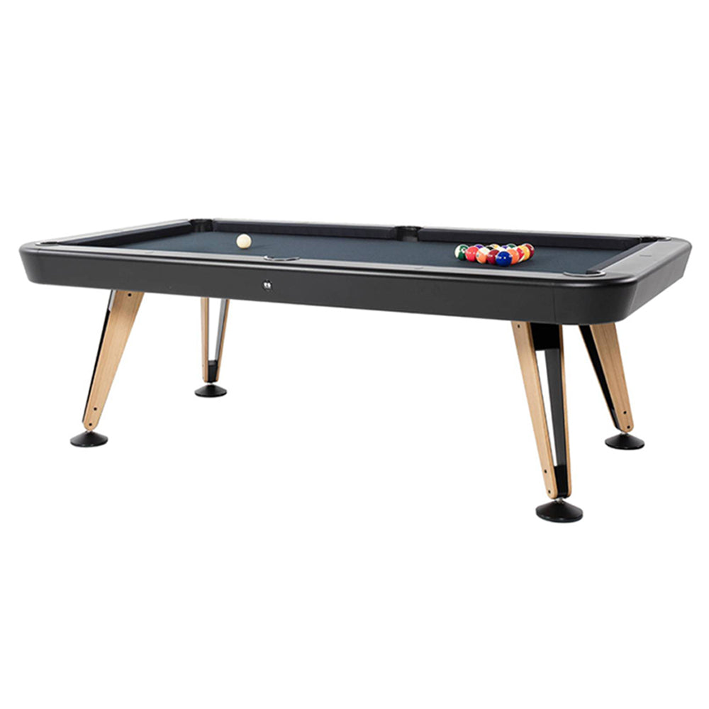 Diagonal Pool Table: 7 Feet + Black + Black + Oak