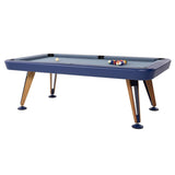 Diagonal Pool Table: 7 Feet + Blue + Grey Blue + Walnut