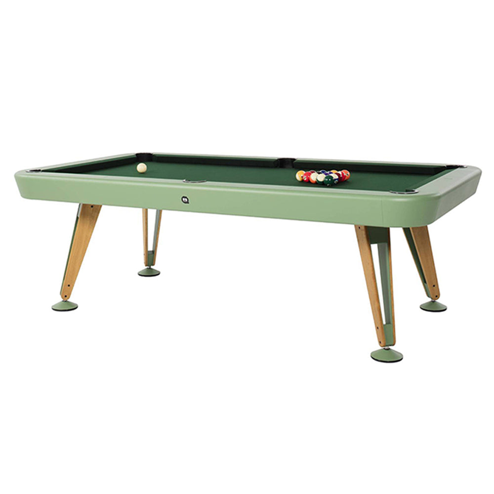 Diagonal Pool Table: 7 Feet + Green + Classic Green + Iroko