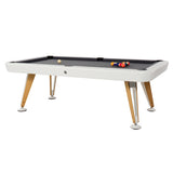 Diagonal Pool Table: 8 Feet + White Grey + Iroko