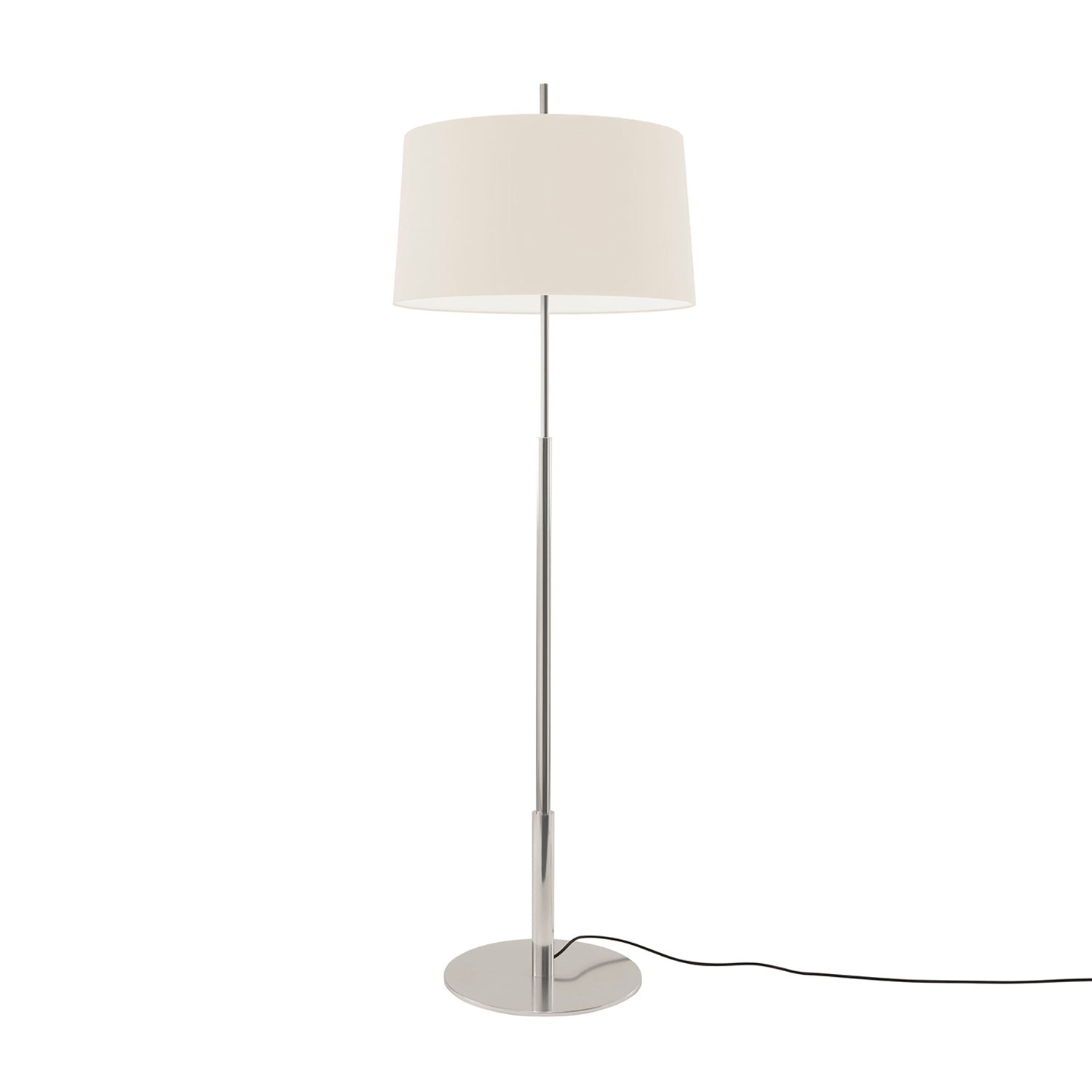 Diana Floor Lamp: Low + White Linen + Satin Nickel