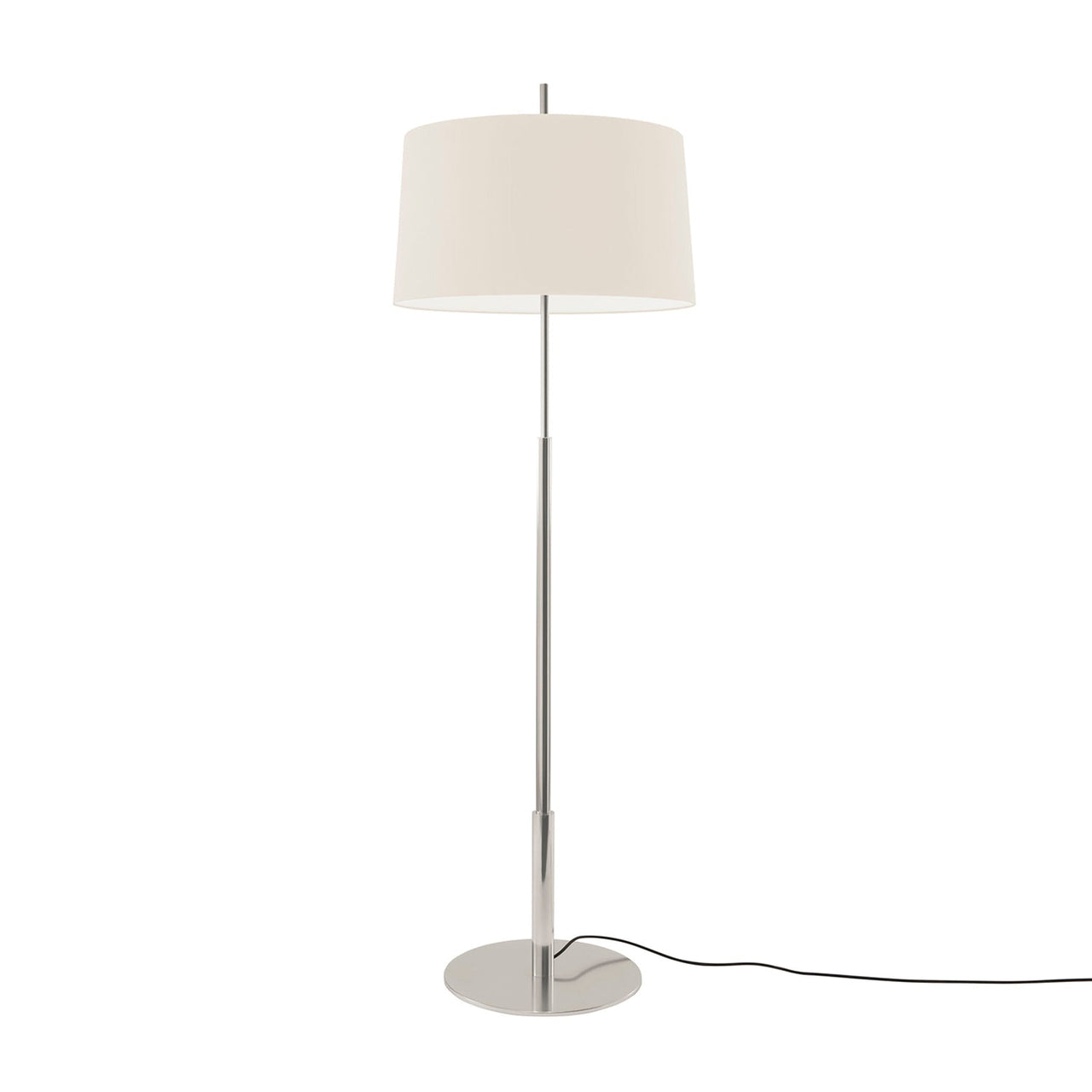 Diana Floor Lamp: Low + White Linen + Satin Nickel